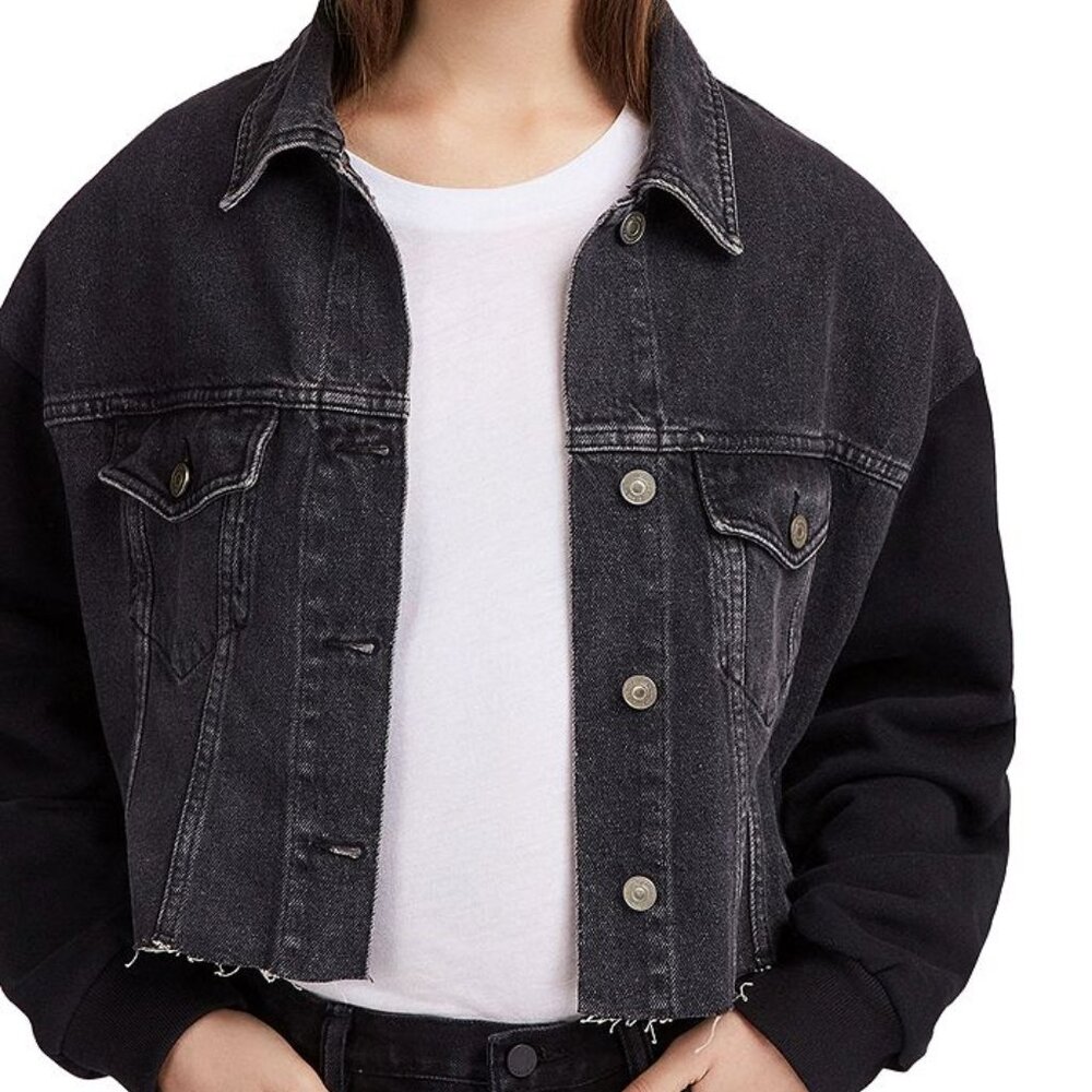 ALLSAINTS Anders Mixed Medium Denim Jacket in Black